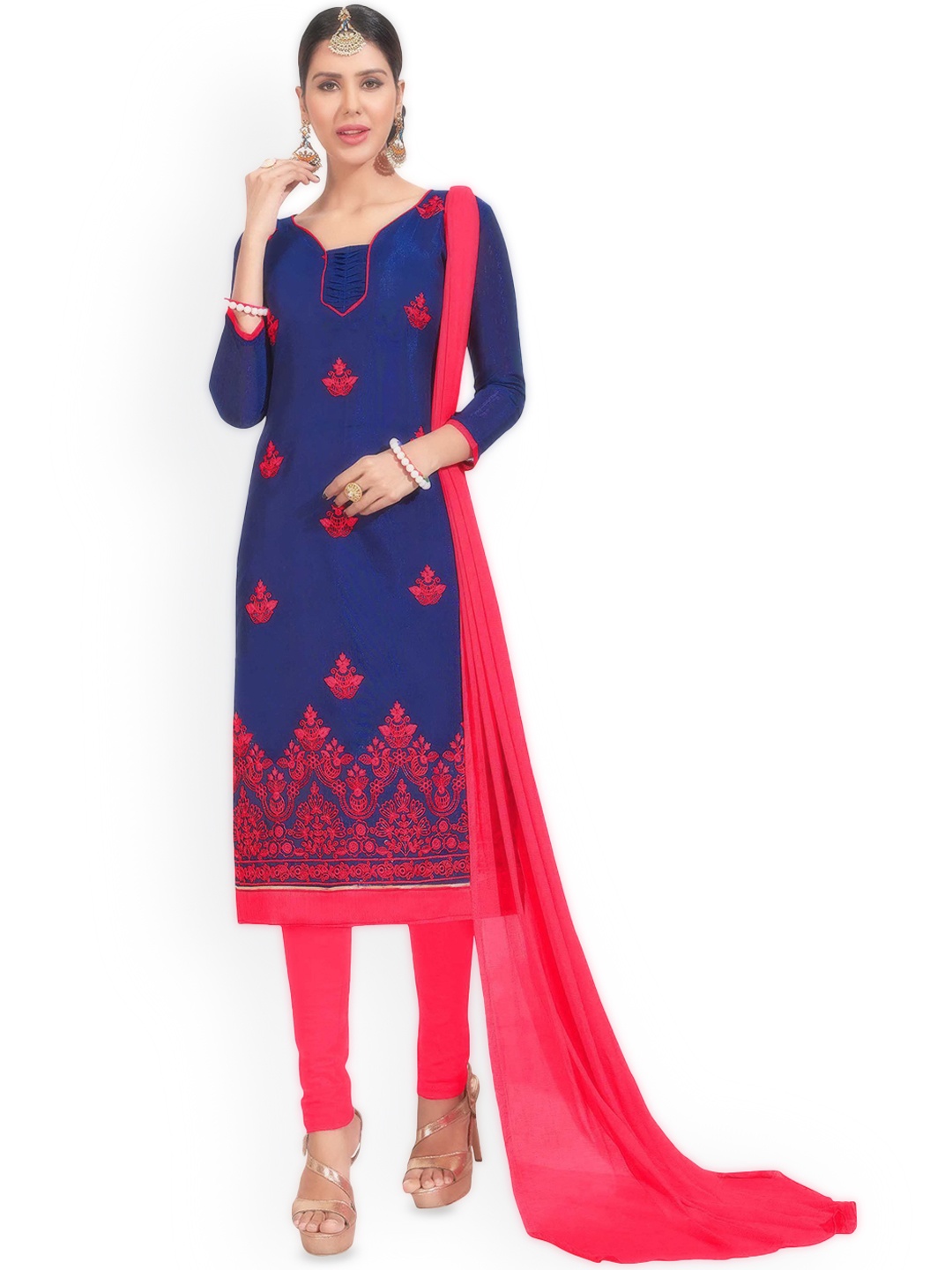 

Maroosh Ethnic Motifs Embroidered Unstitched Dress Material, Blue