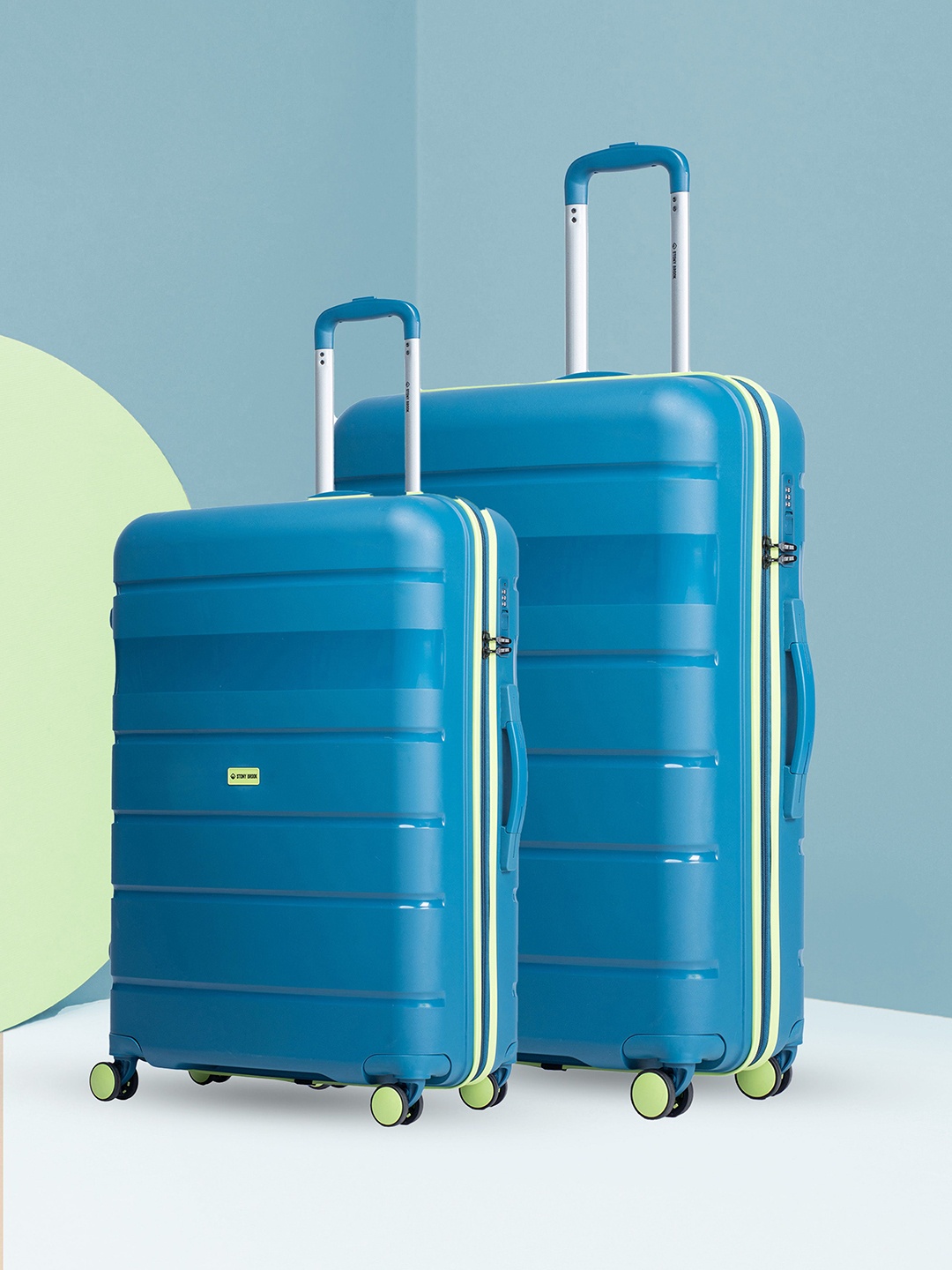 

Stony Brook by Nasher Miles Set Of 2 Textured Trolley Suitcase, Teal