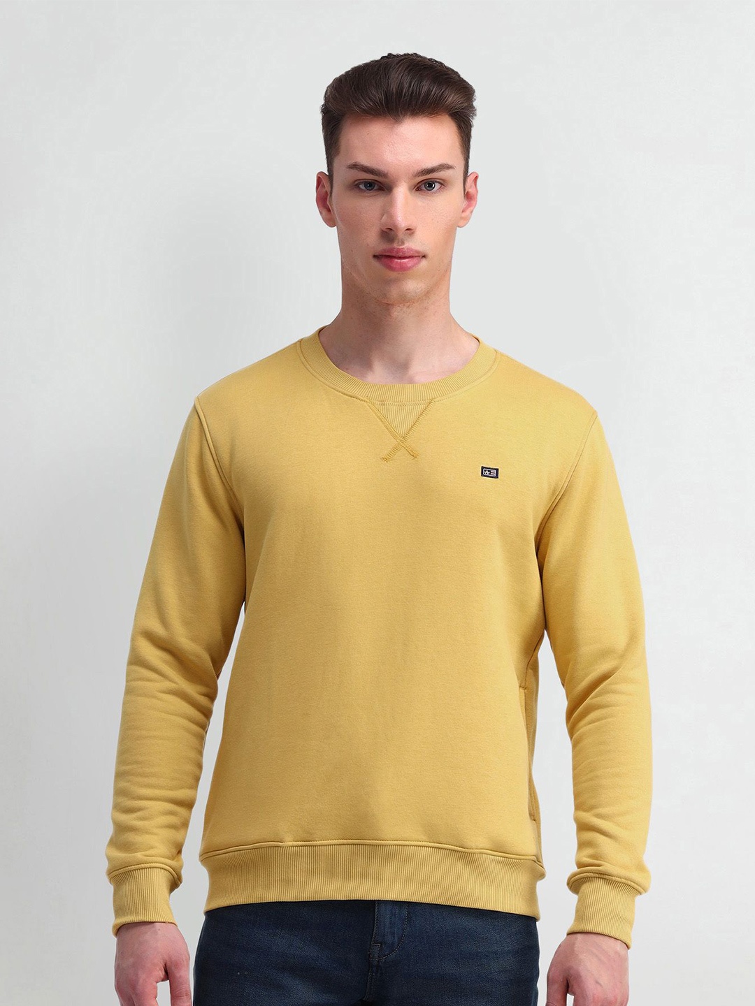 

Arrow Sport Men Yellow Cotton Long Sleeves Round Neck Sweatshirt