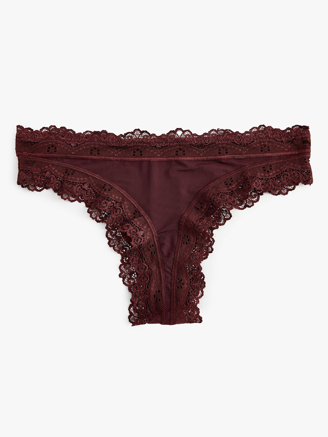 

Koton Mid- Rise Lace Basic Briefs 8684287562202, Brown