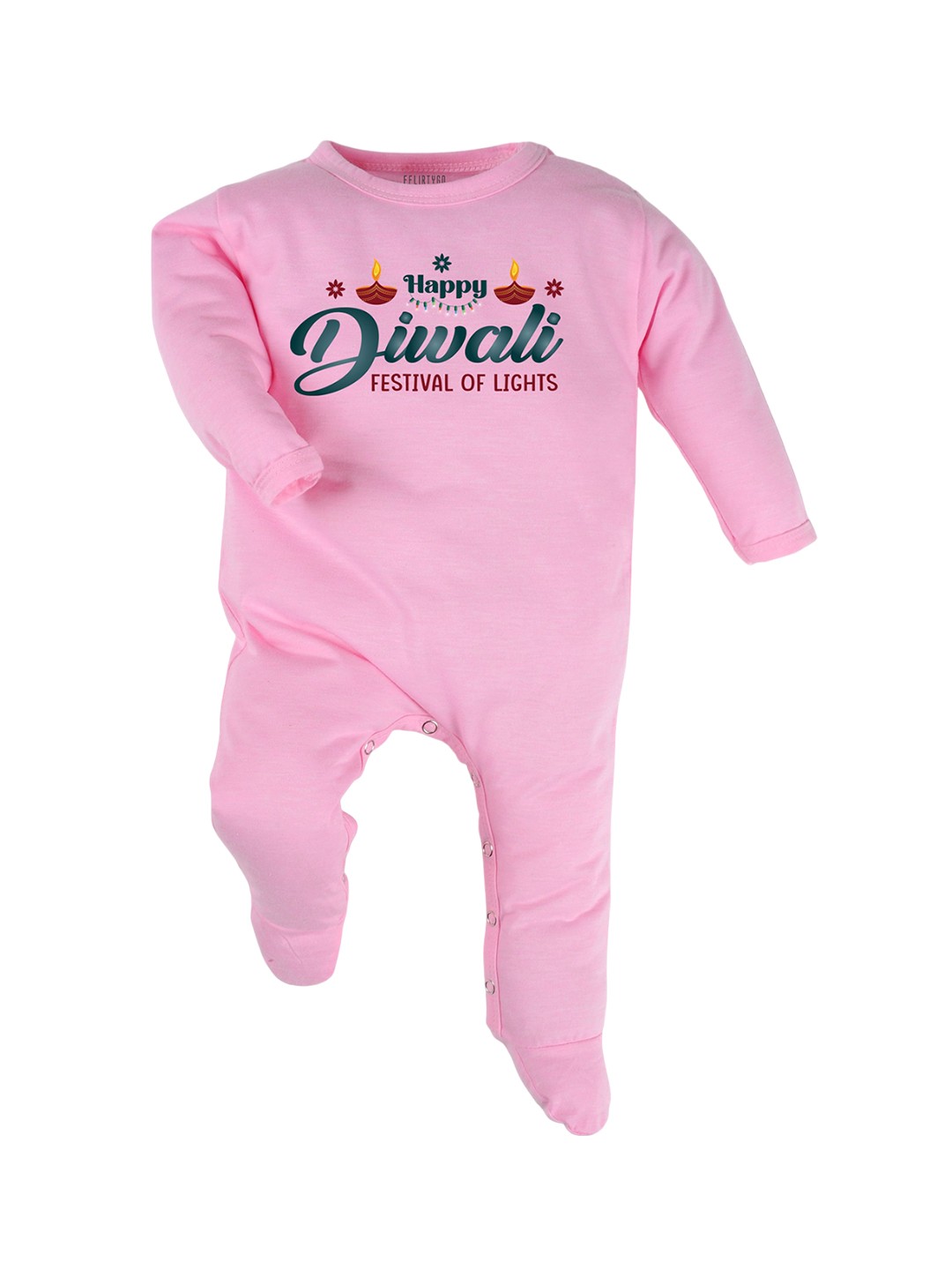 

FFLIRTYGO Kids Diwali special Printed Cotton Sleepsuit, Pink