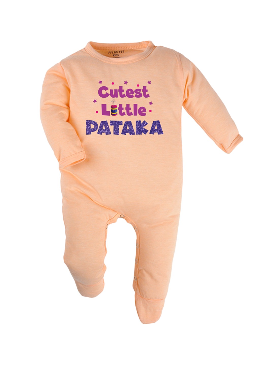 

FFLIRTYGO Diwali Special Printed Pure Cotton Sleepsuit, Peach