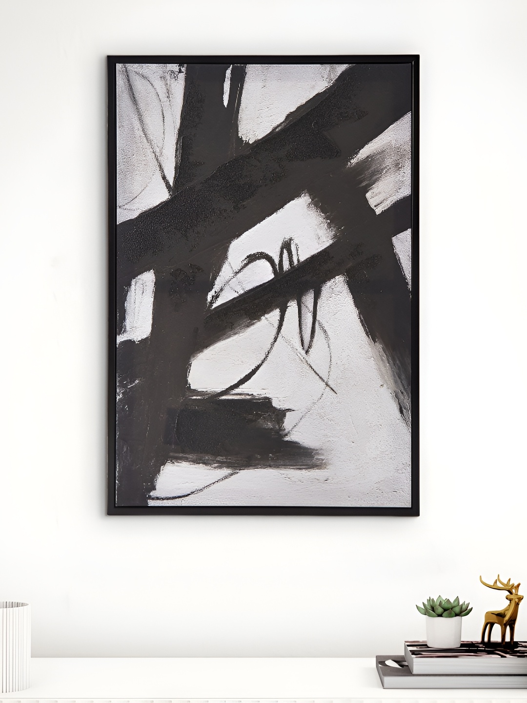 

Home Centre Artistry Sapphire White & Black Abstract Printed MDF Wooden Wall Art