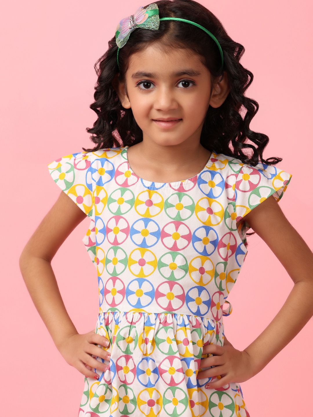 

V-Mart Floral Print Fit & Flare Midi Dress, White