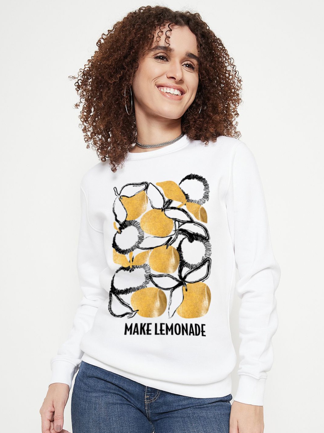 

Mast & Harbour Women Printed Sweatshirt, Off white