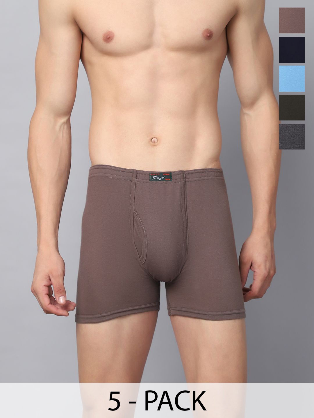 

VIMAL JONNEY Pack Of 5 Assorted Cotton Breathability Trunks MAGIC_BLUE_E.._05