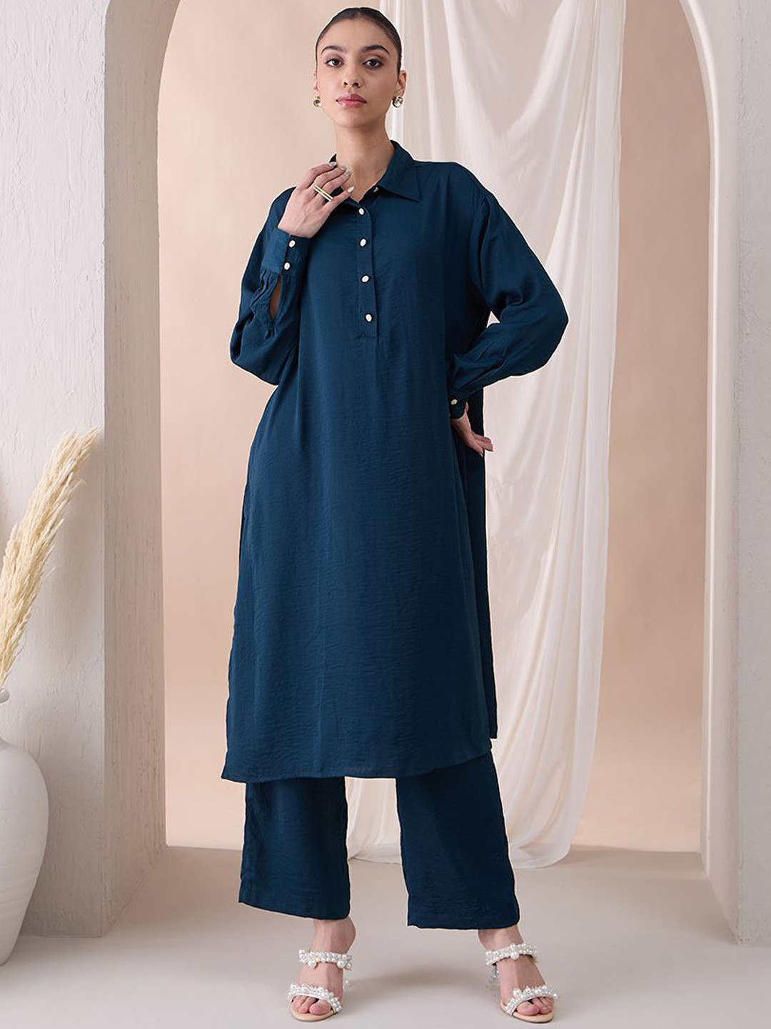 

FEMMELLA Long Sleeves Tunic & Trouser Co-Ords, Teal
