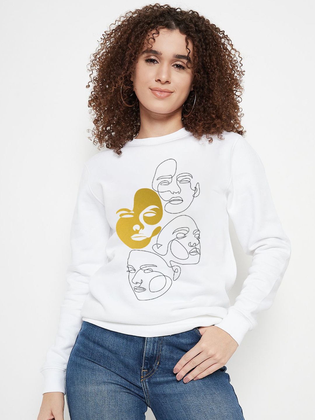 

Mast & Harbour Women Printed Sweatshirt, Off white