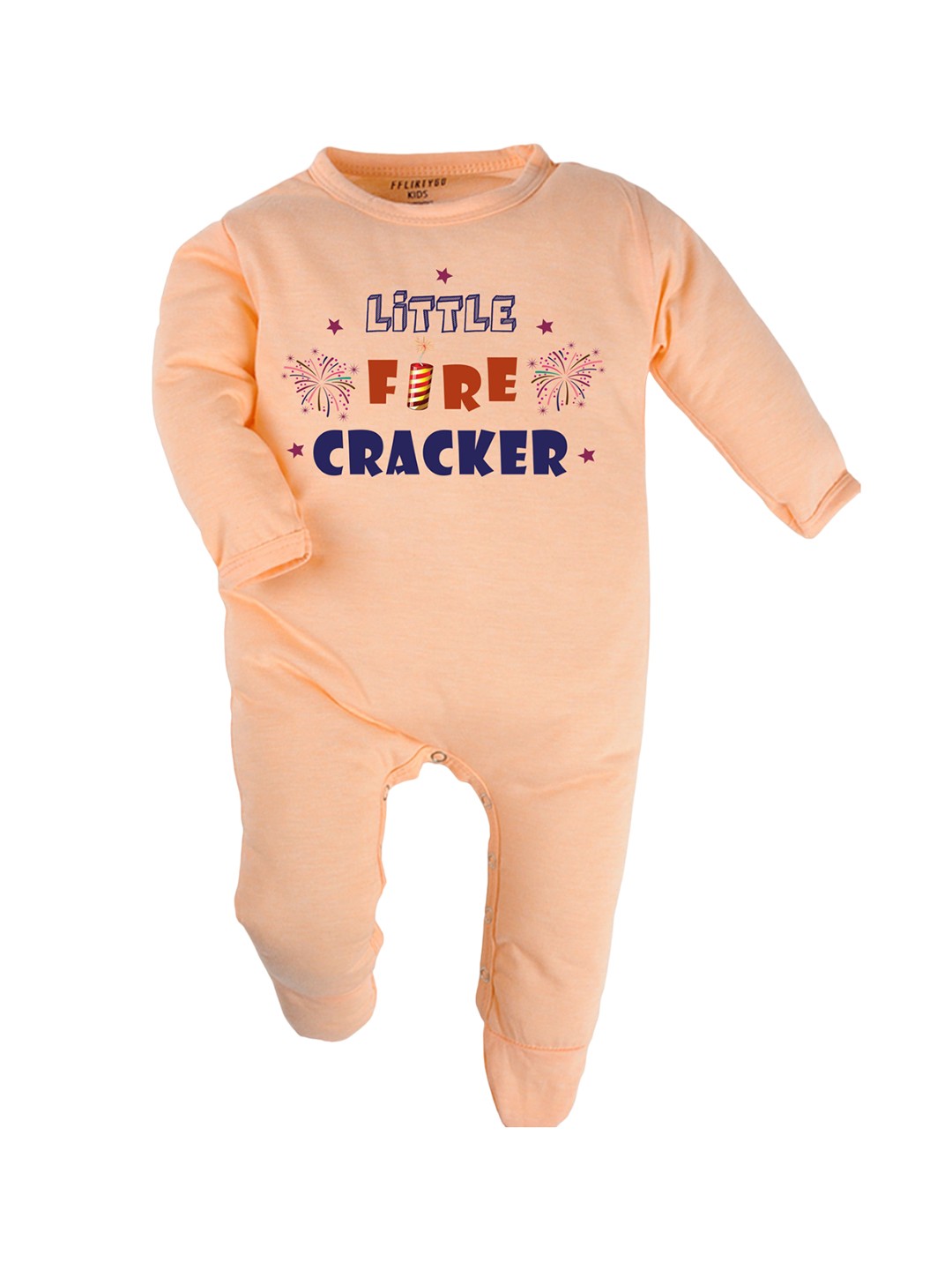 

FFLIRTYGO Kids Cotton Printed Sleepsuit, Peach