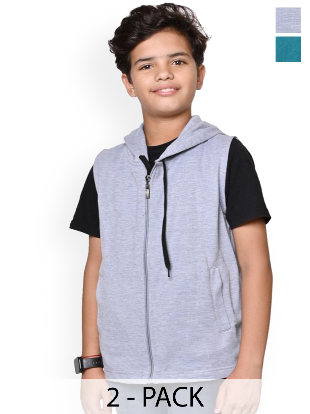 

BAESD Boys Pack Of 2 Hooded Solid Fleece Casual Bomber Jackets, Grey