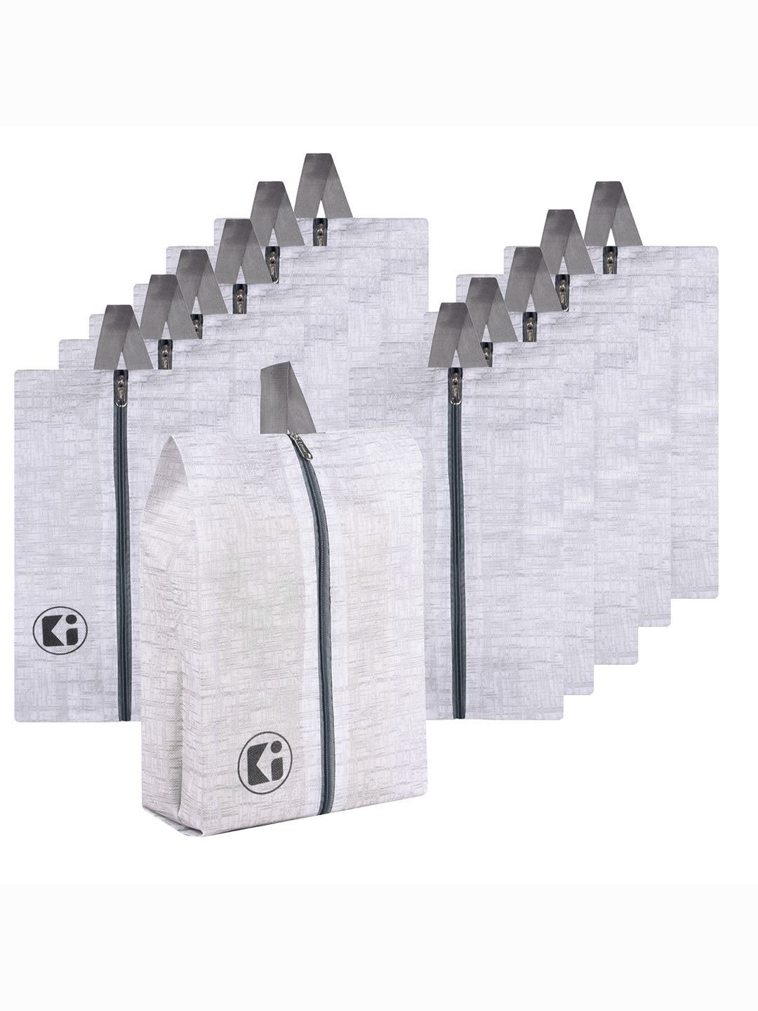 

Kuber Industries White & Grey 12 Pieces Water Proof Shoe Bag