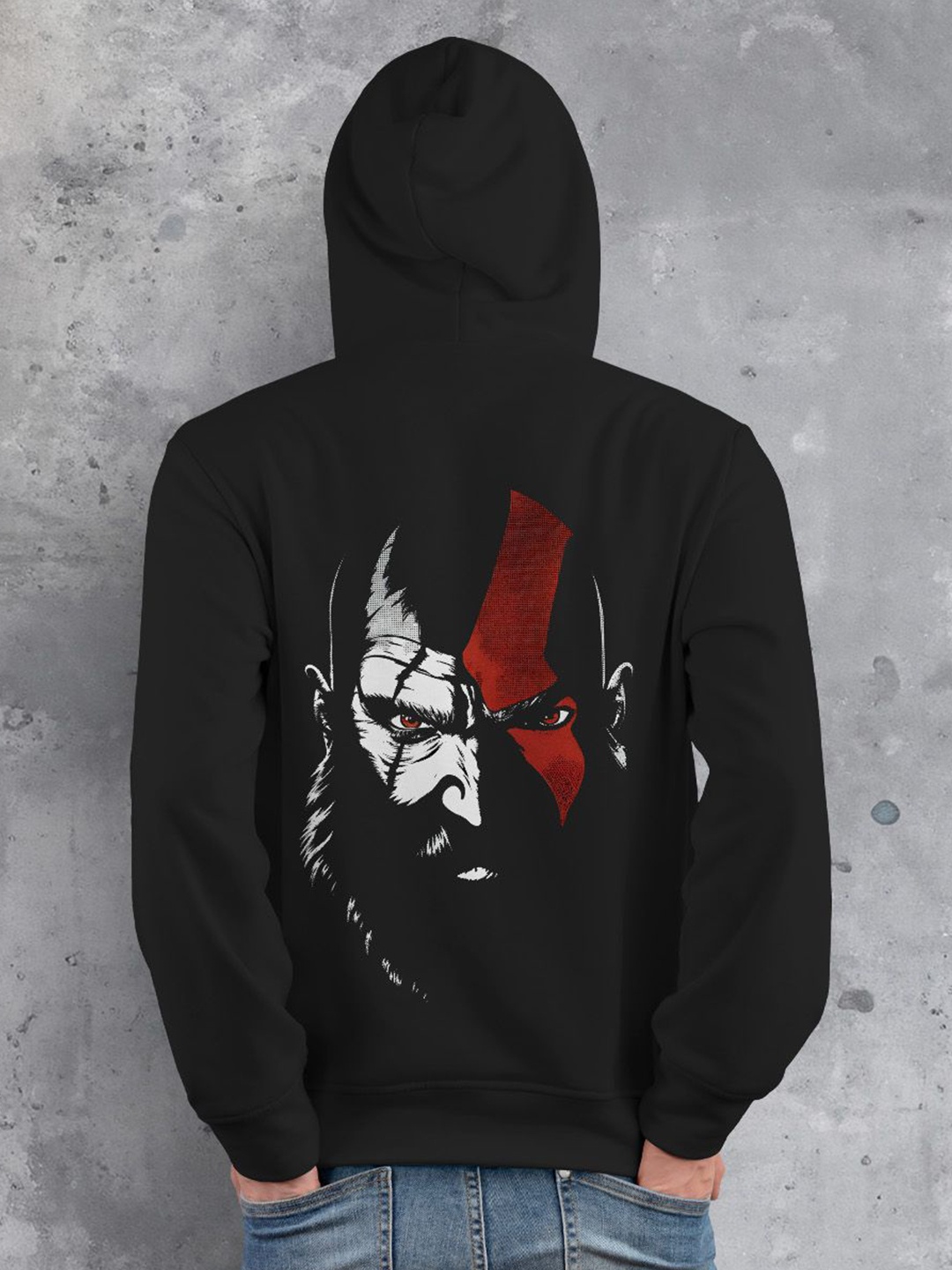 

fanideaz Men Printed Hooded Sweatshirt, Black