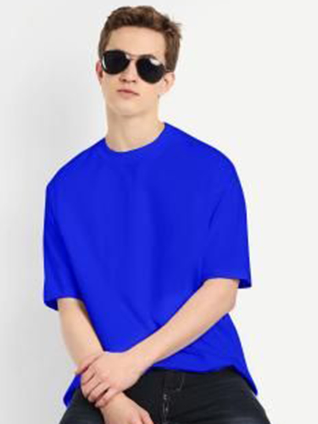 

BLURR Unisex Solid Round Neck Pure Cotton T-shirt, Blue