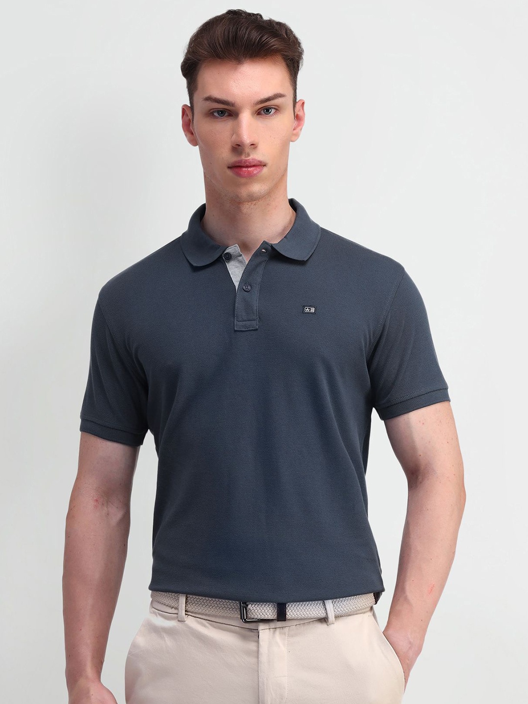 

Arrow Sport Men Brand Logo Polo Collar Indigo T-shirt, Blue
