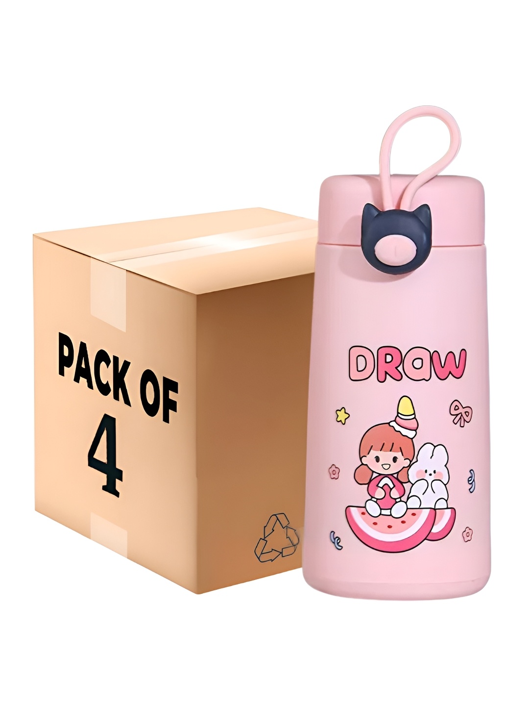 

WELOUR Pink Set of 4 Glass Water Bottle