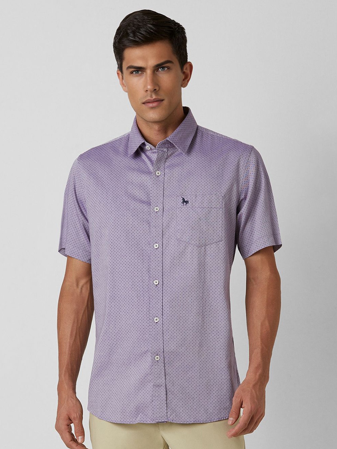 

Van Heusen Sport Men Slim Fit Opaque Printed Casual Shirt, Lavender
