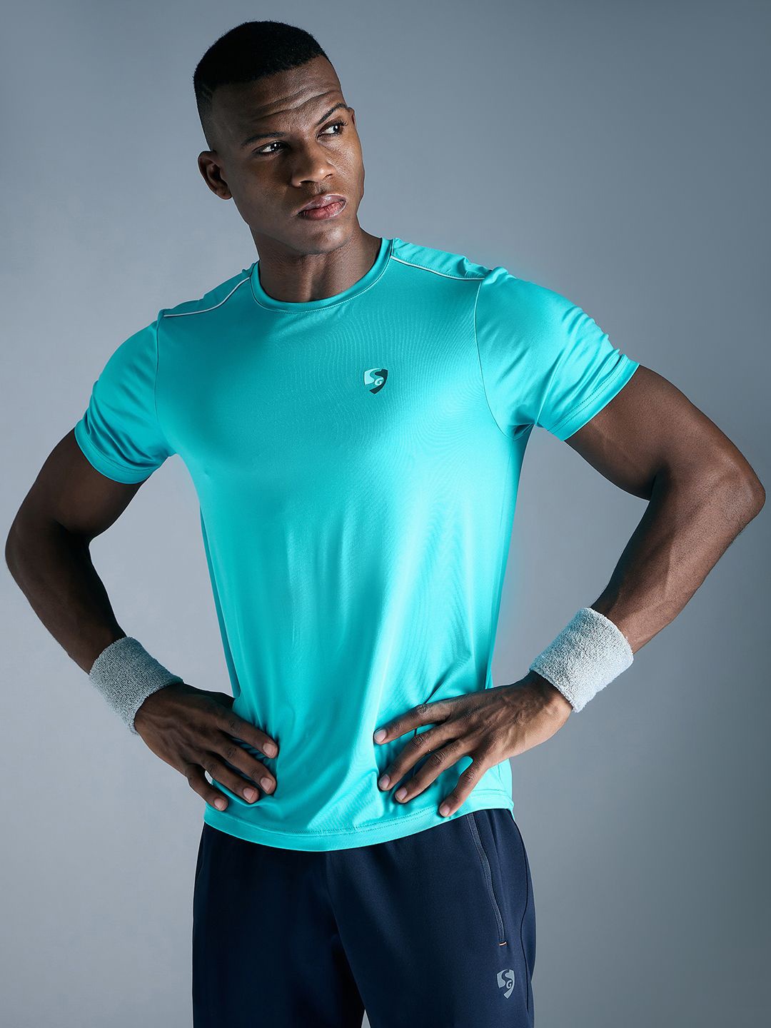 

SG Men Solid Round Neck T-shirt, Blue