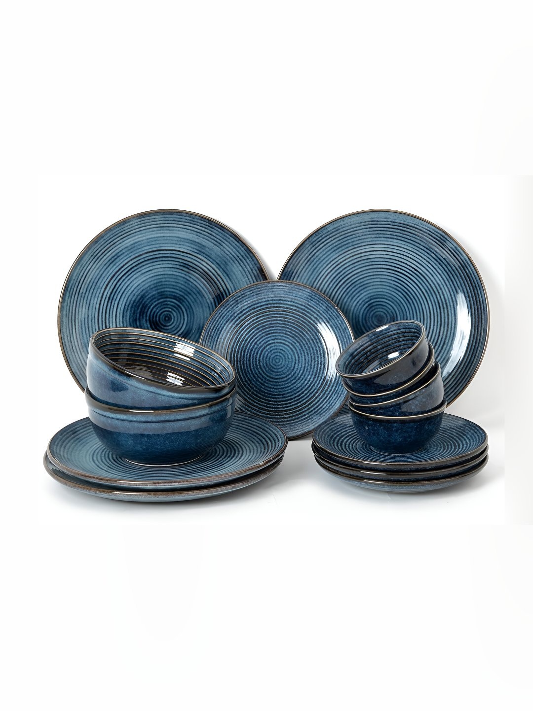 

BODHI HOUSE Blue 14 Pieces Porcelain Dishwasher and Microwave Safe Dinner Set