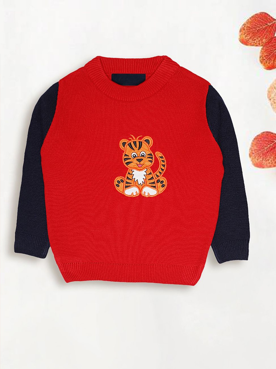 

CHKOKKO Boys Animal Printed Woollen Pullover, Red