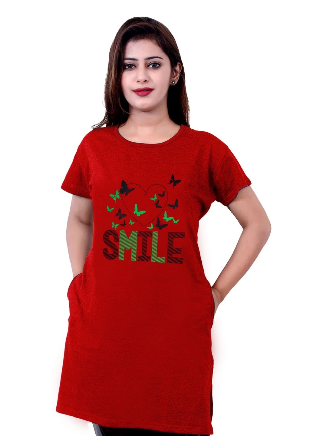 

CoolTees4U Women Printed Applique T-shirt, Red