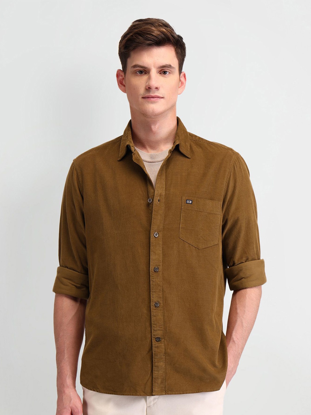 

Arrow Sport Men Classic Tailored Fit Opaque Casual Shirt, Khaki