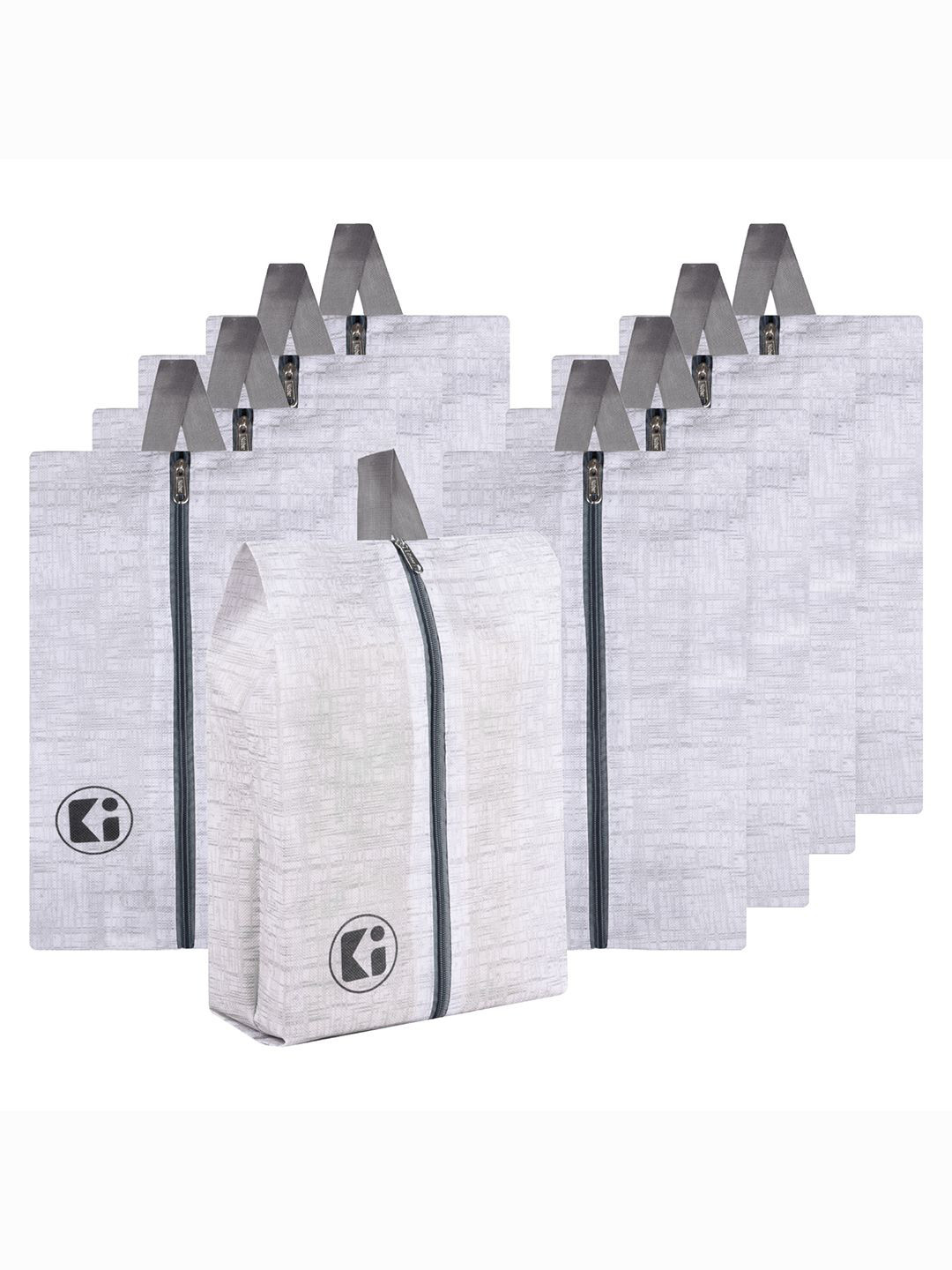 

Kuber Industries Pack of 9 White & Grey Shoe Organisers