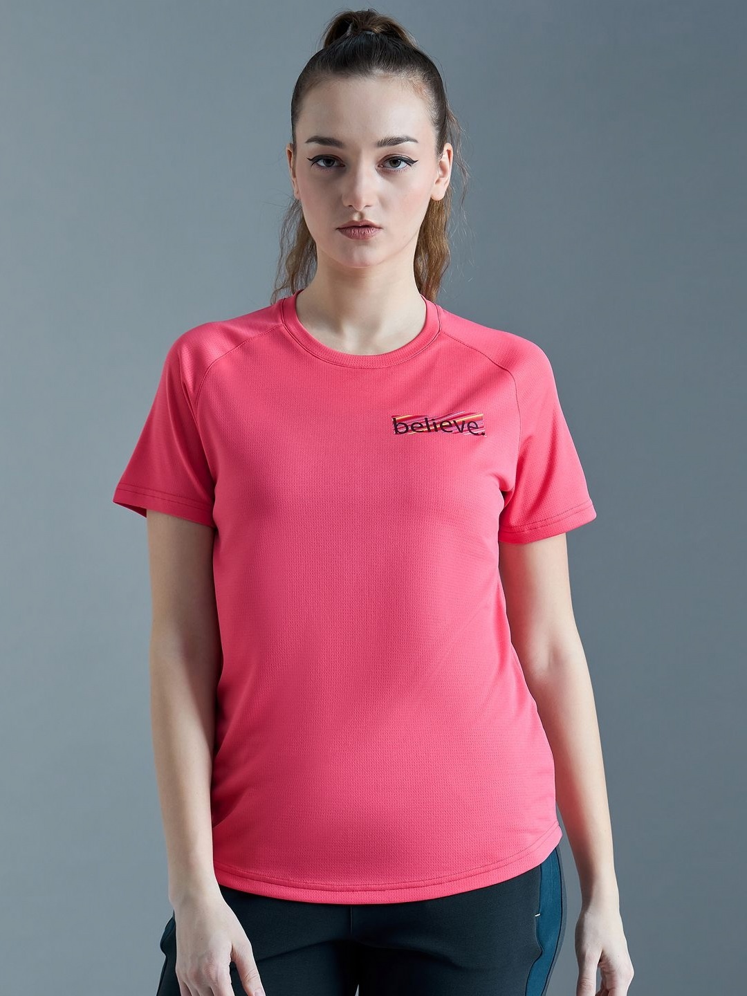 

SG Women Solid Round Neck T-shirt, Pink