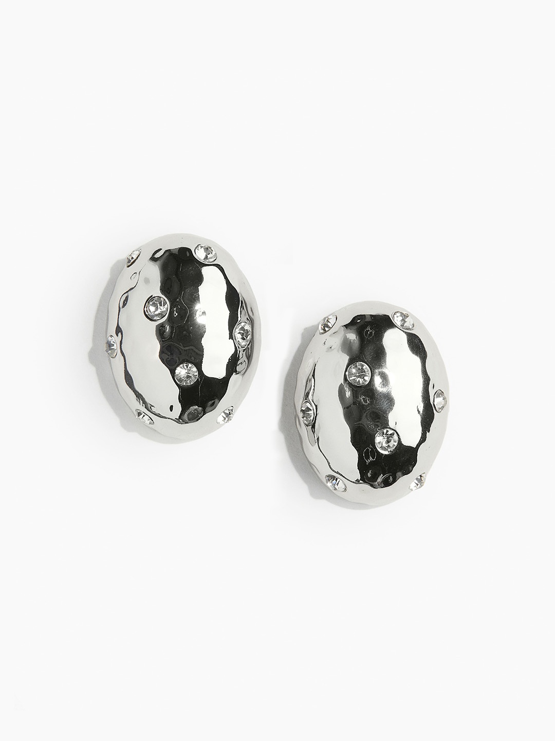 

H&M Rhinestone-Embellished Earrings, Silver