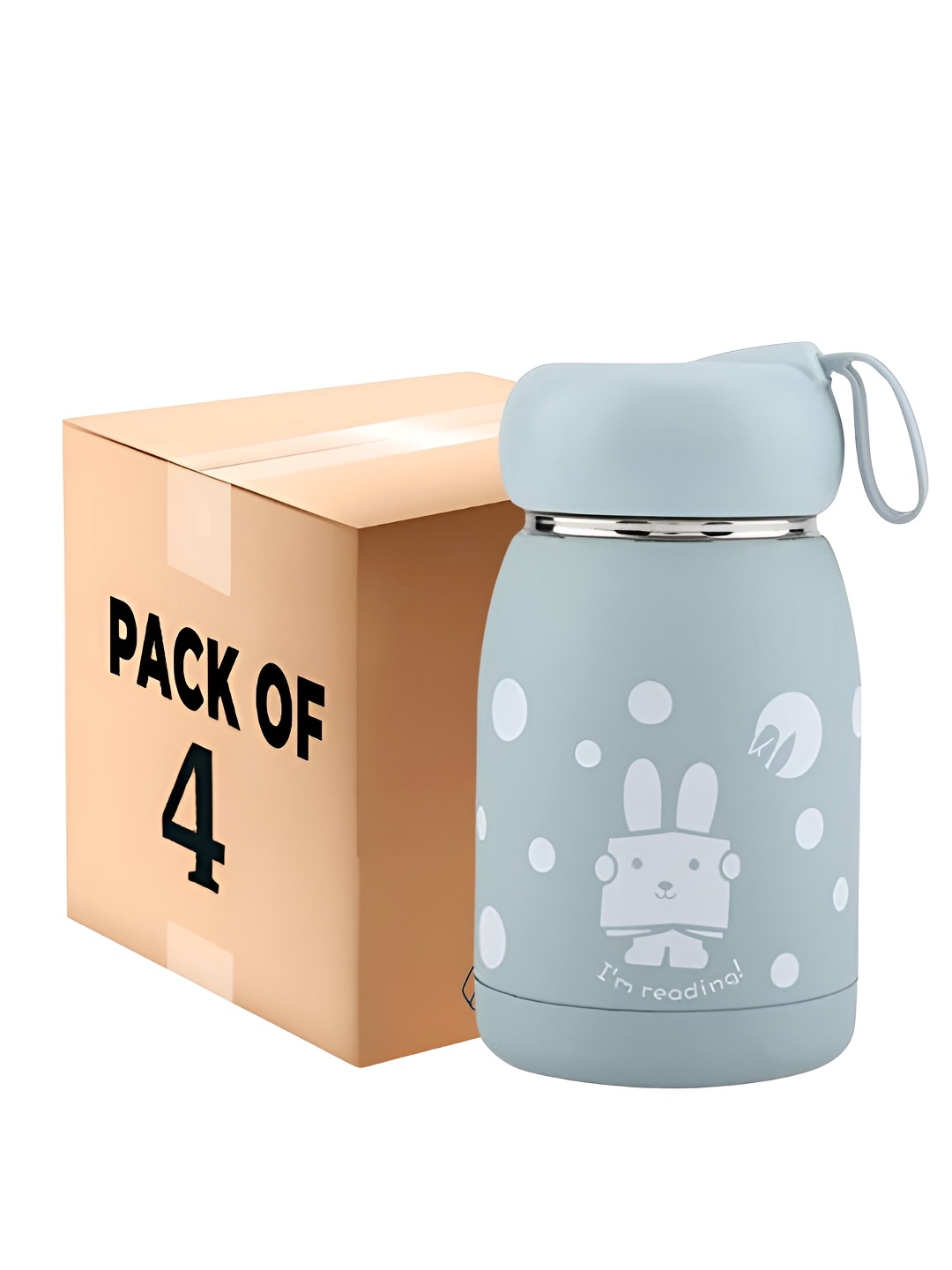 

WELOUR Grey 4 Pieces Printed Glass Water Bottle 350ml