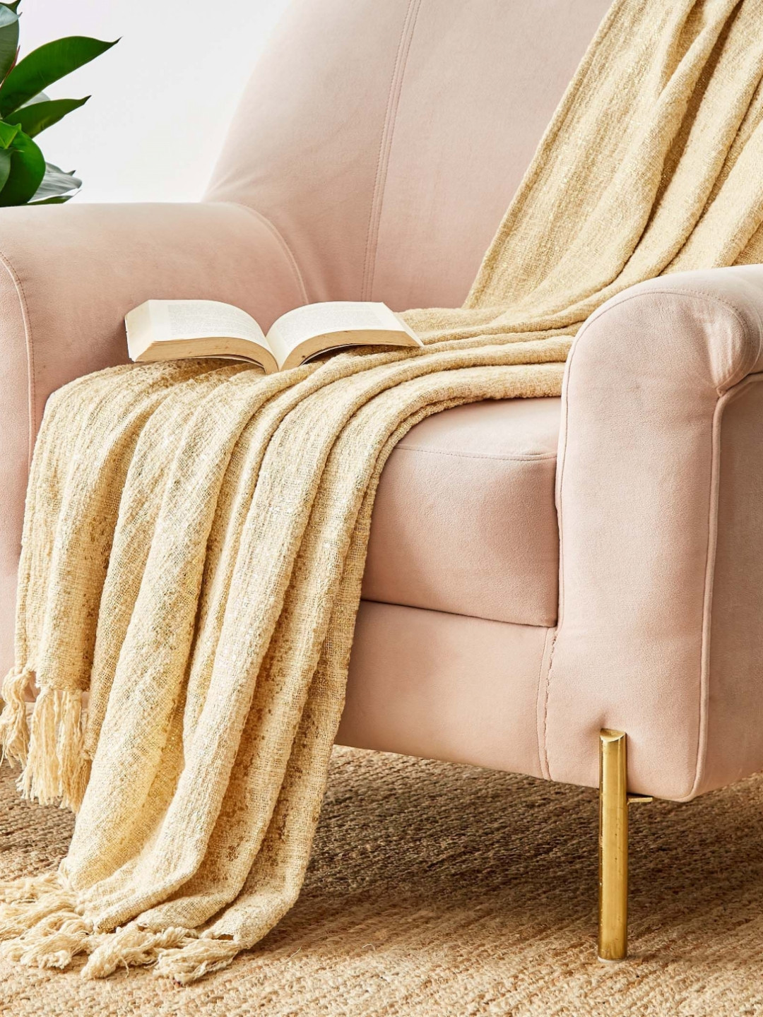 

Home Centre Beige Cotton Foil Printed Throw