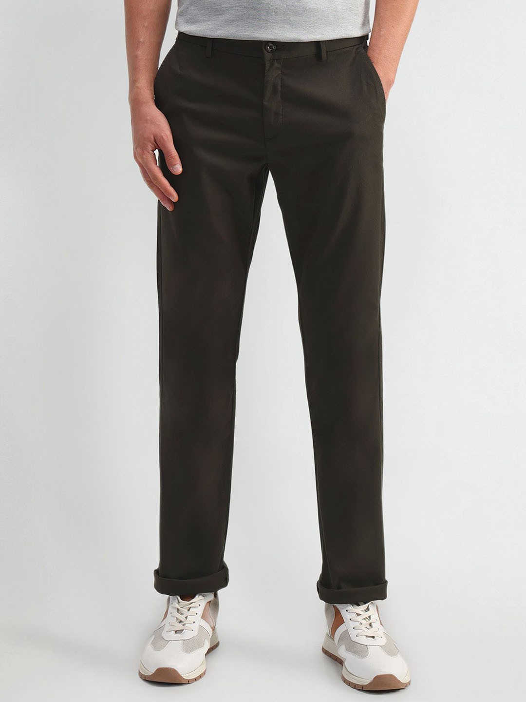 

Arrow Sport Men Textured Classic Trousers, Brown