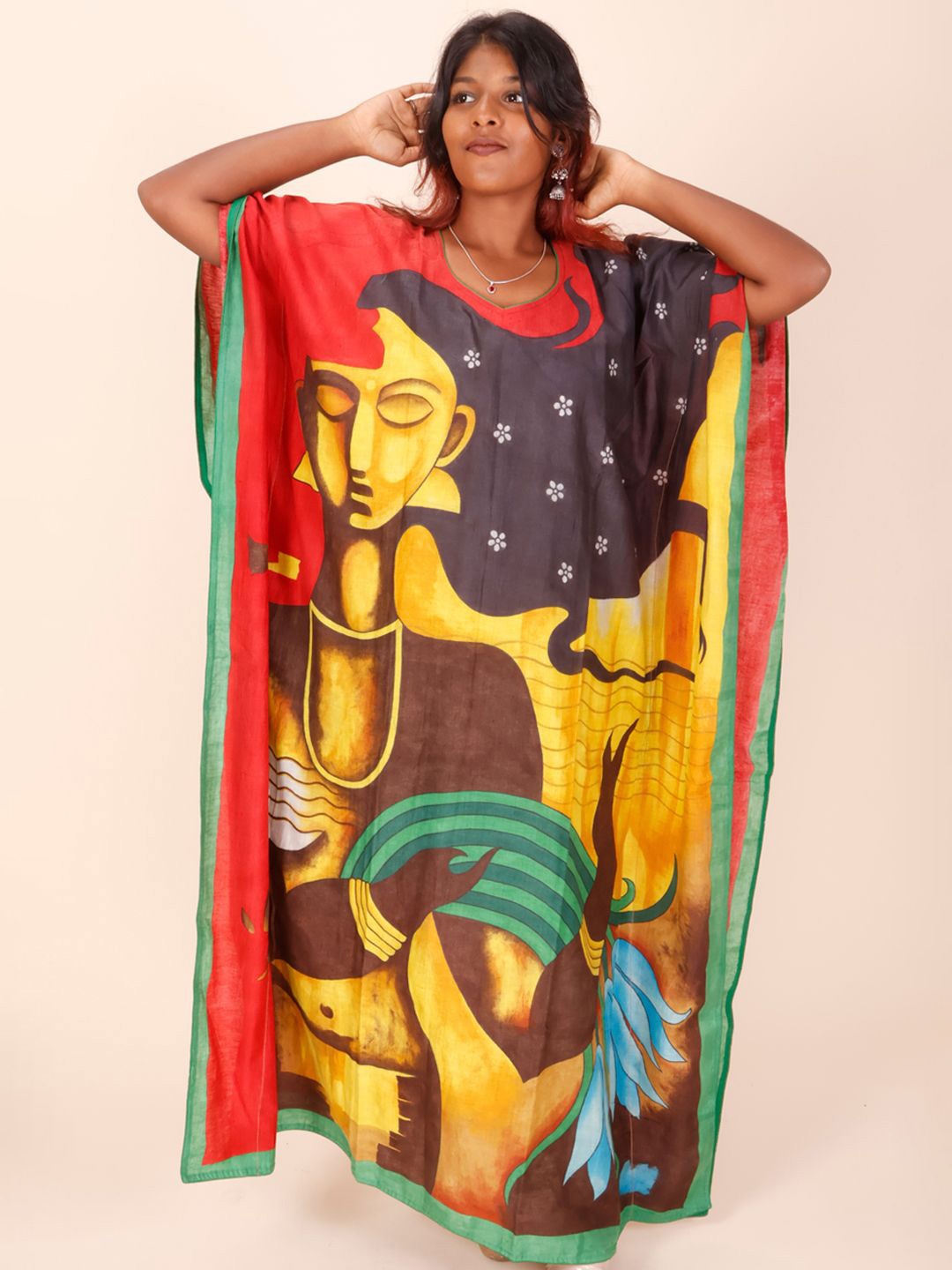 

Avishya Print Kimono Sleeve Kaftan Maxi Dress, Red