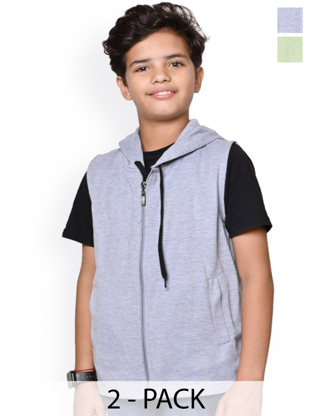 

BAESD Boys Pack Of 2 Hooded Solid Fleece Casual Bomber Jackets, Grey
