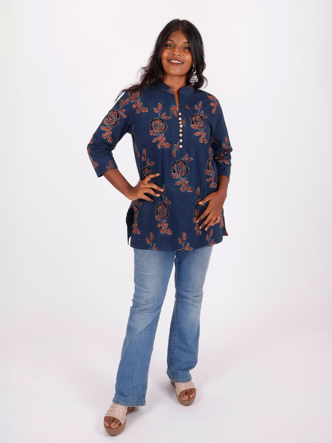 

Avishya Printed Pure Cotton Kurti, Blue