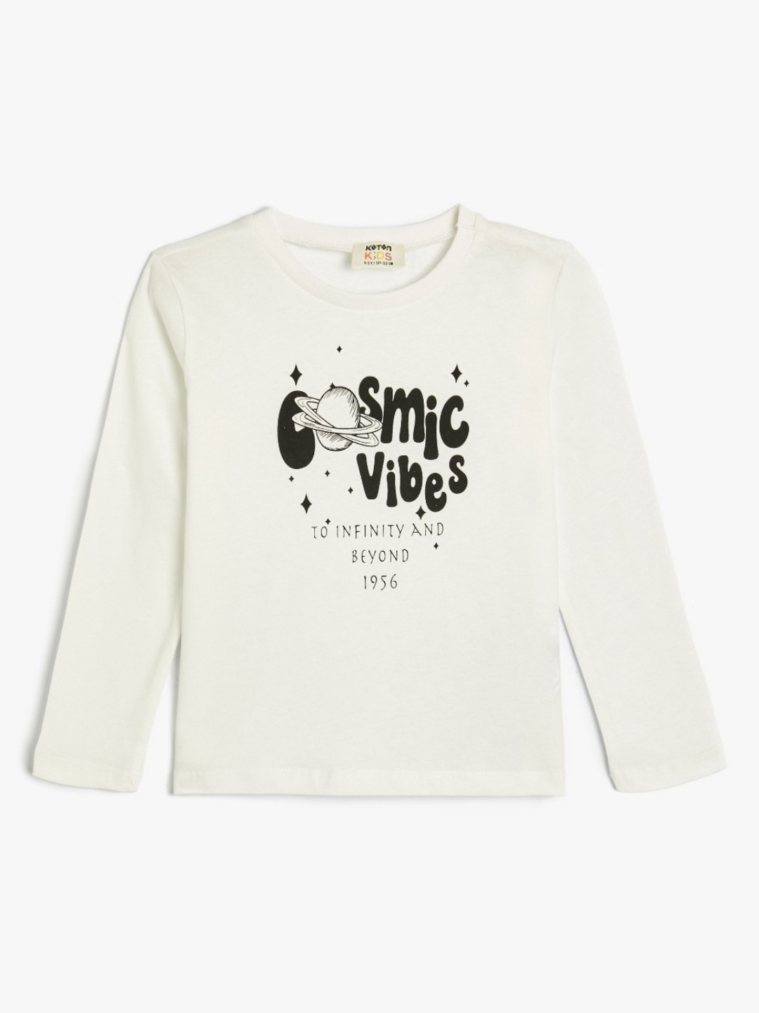 

Koton Girls Typography Printed Round Neck Cotton T-shirt, White