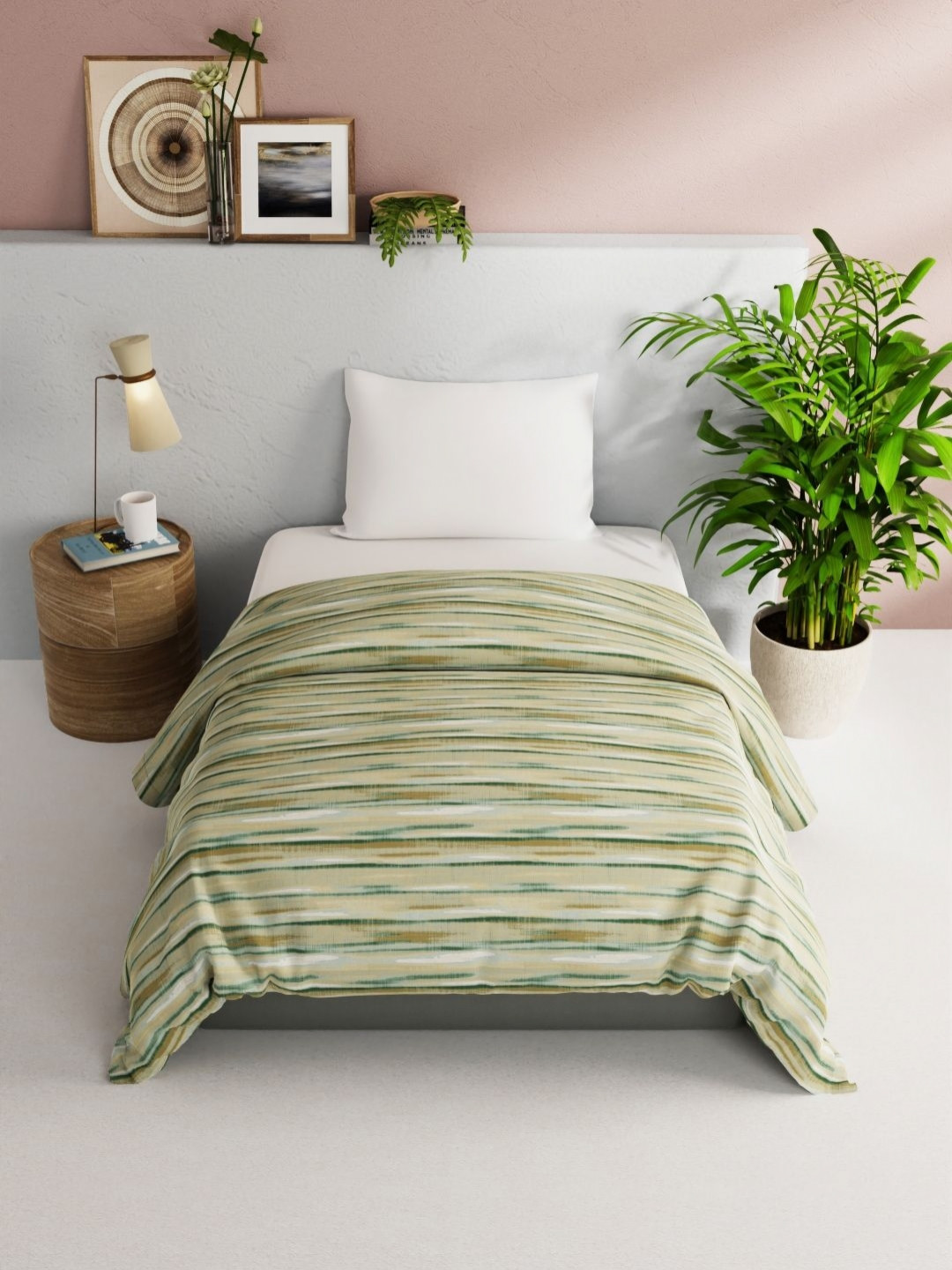 

BIANCA Victoria Green Abstract Printed Pure Cotton AC Room 150 GSM Single Bed Comforter
