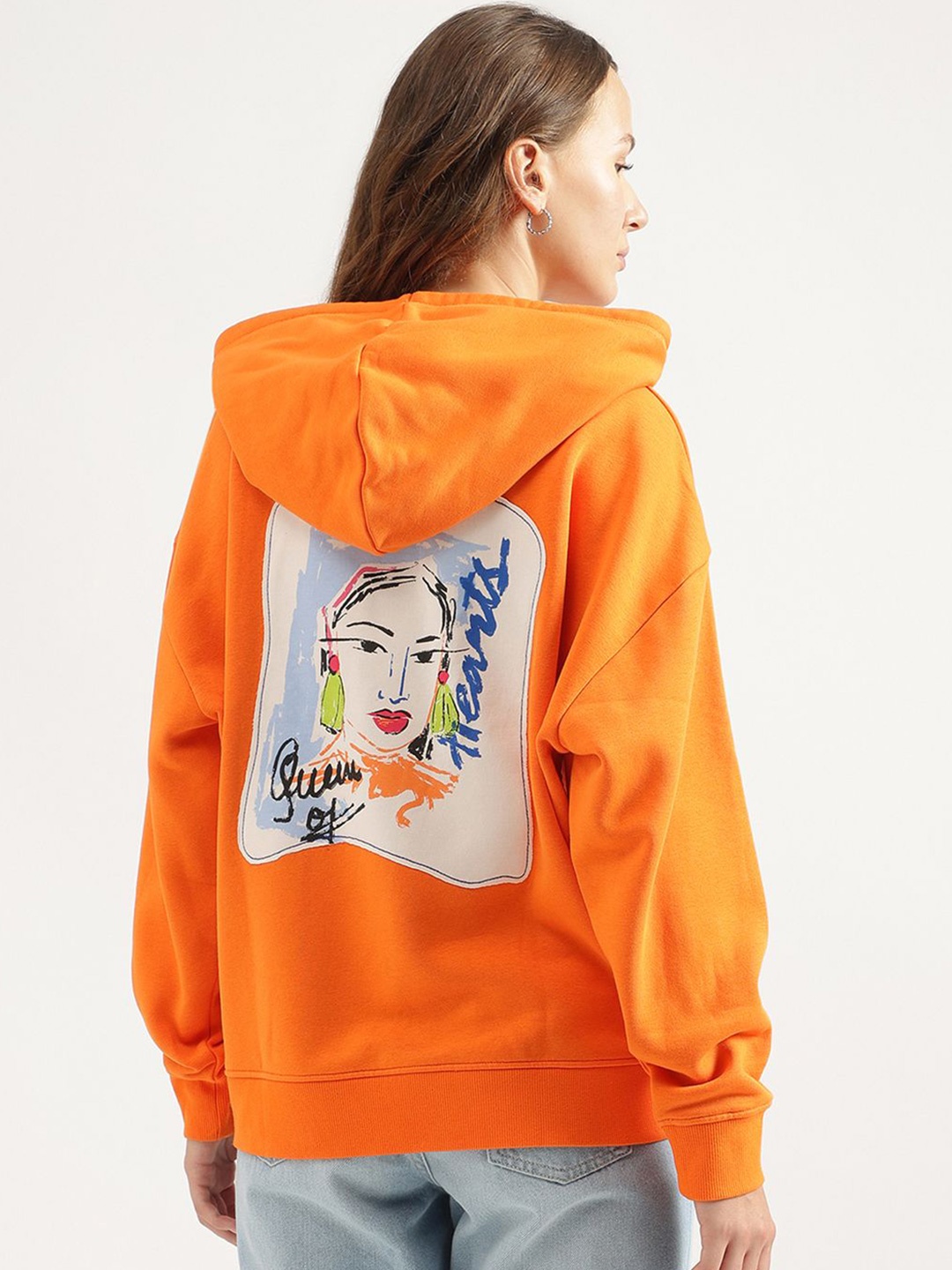 

United Colors of Benetton Women Printed Sweatshirt, Orange