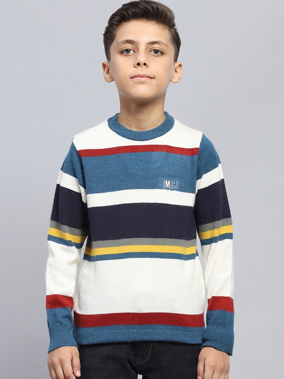 

Monte Carlo Boys Striped Woollen Pullover, Teal