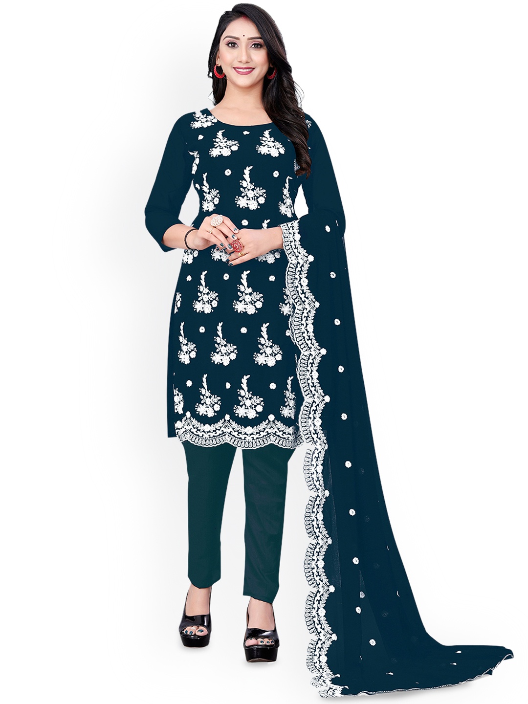 

Maroosh Ethnic Motifs Embroidered Unstitched Dress Material, Teal