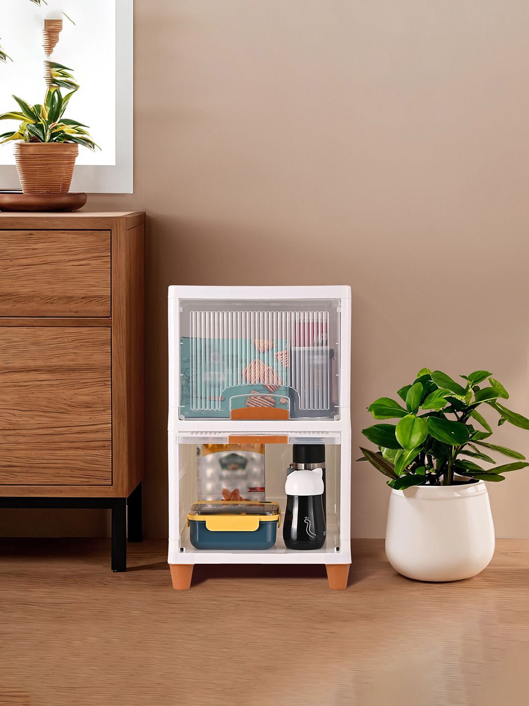 

Kuber Industries Transparent & Brown 2 Units Reusable Drawer Organisers