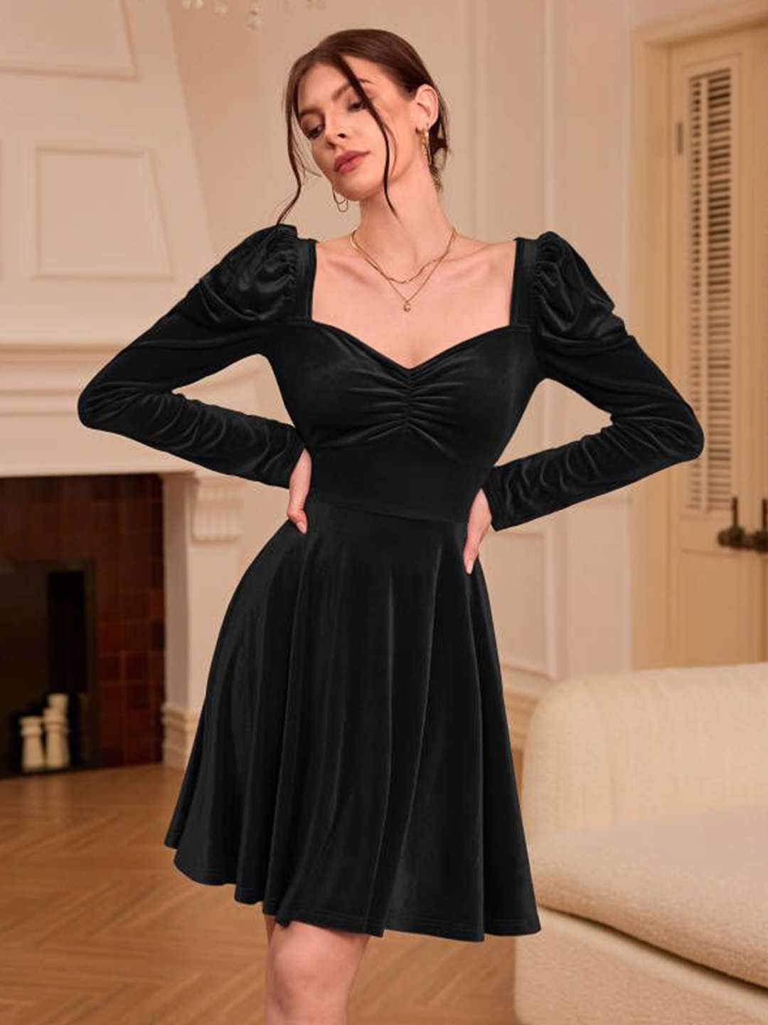 

HERE&NOW Women Fit & Flare Dress, Black