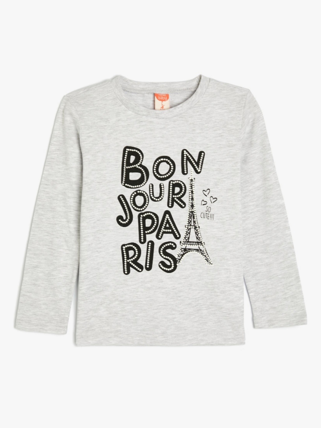 

Koton Girls Typography Printed Round Neck Cotton T-shirt, Grey