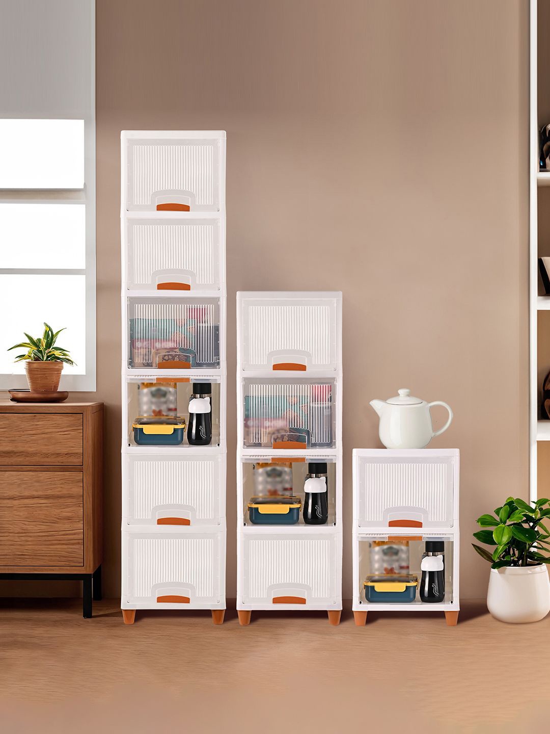 

Kuber Industries Transparent & Brown 12 Units Reusable Drawer Organiser