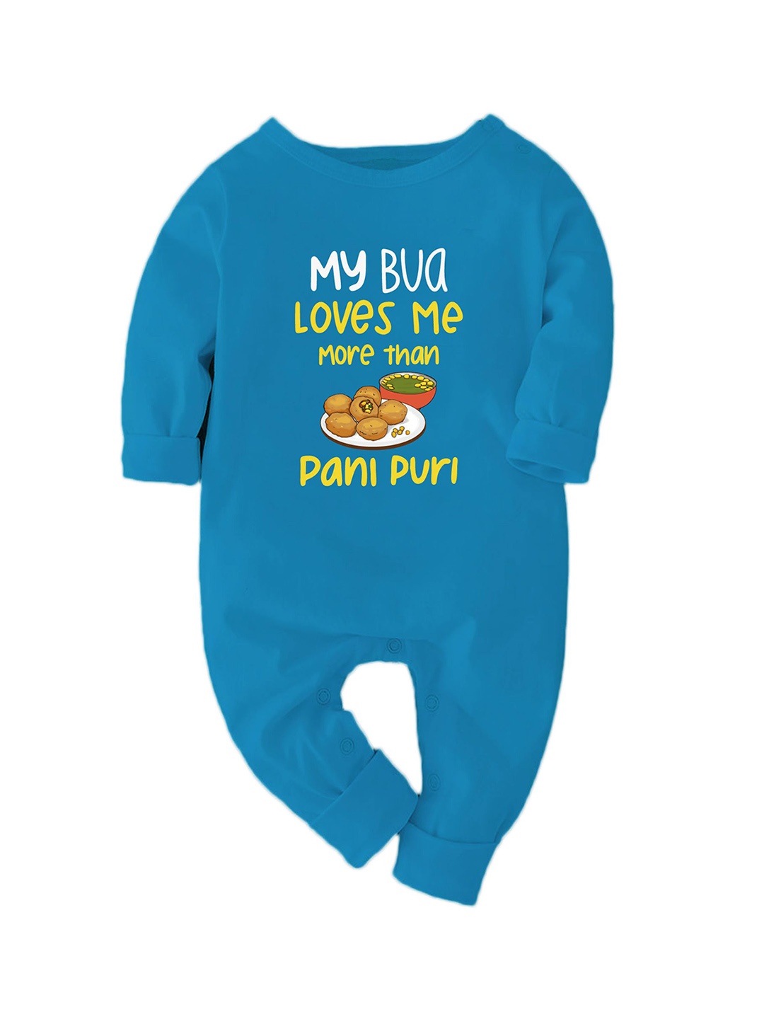 

Zeezeezoo Infants Bua Pani Puri Printed Cotton Romper, Blue