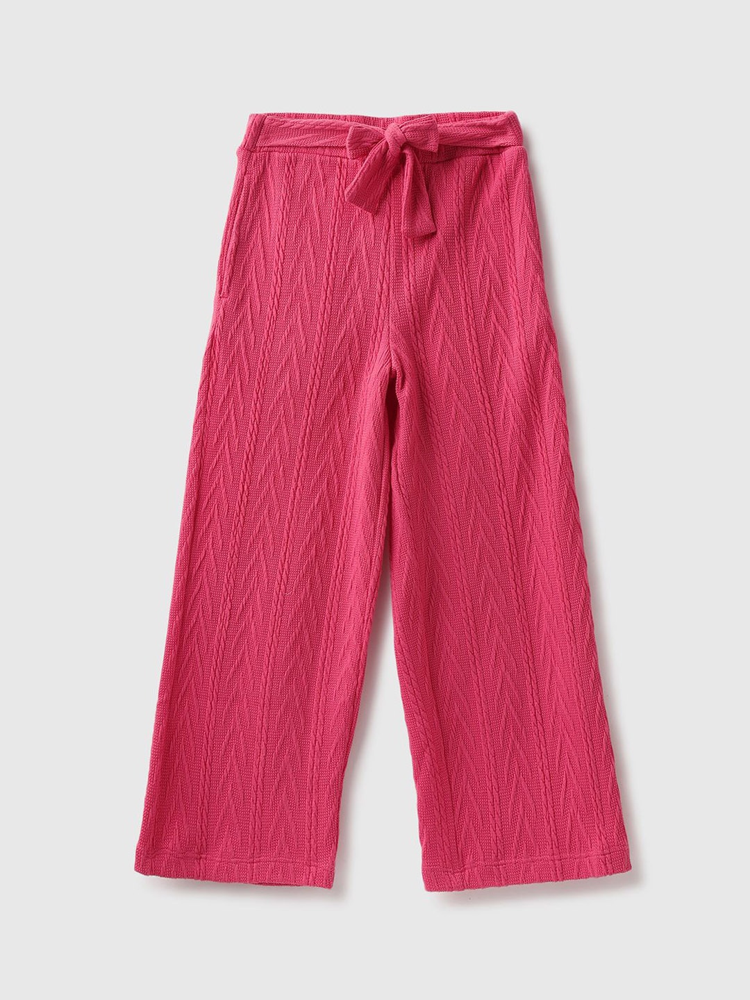 

United Colors of Benetton Girls Self Design Knitted Regular Trousers, Pink