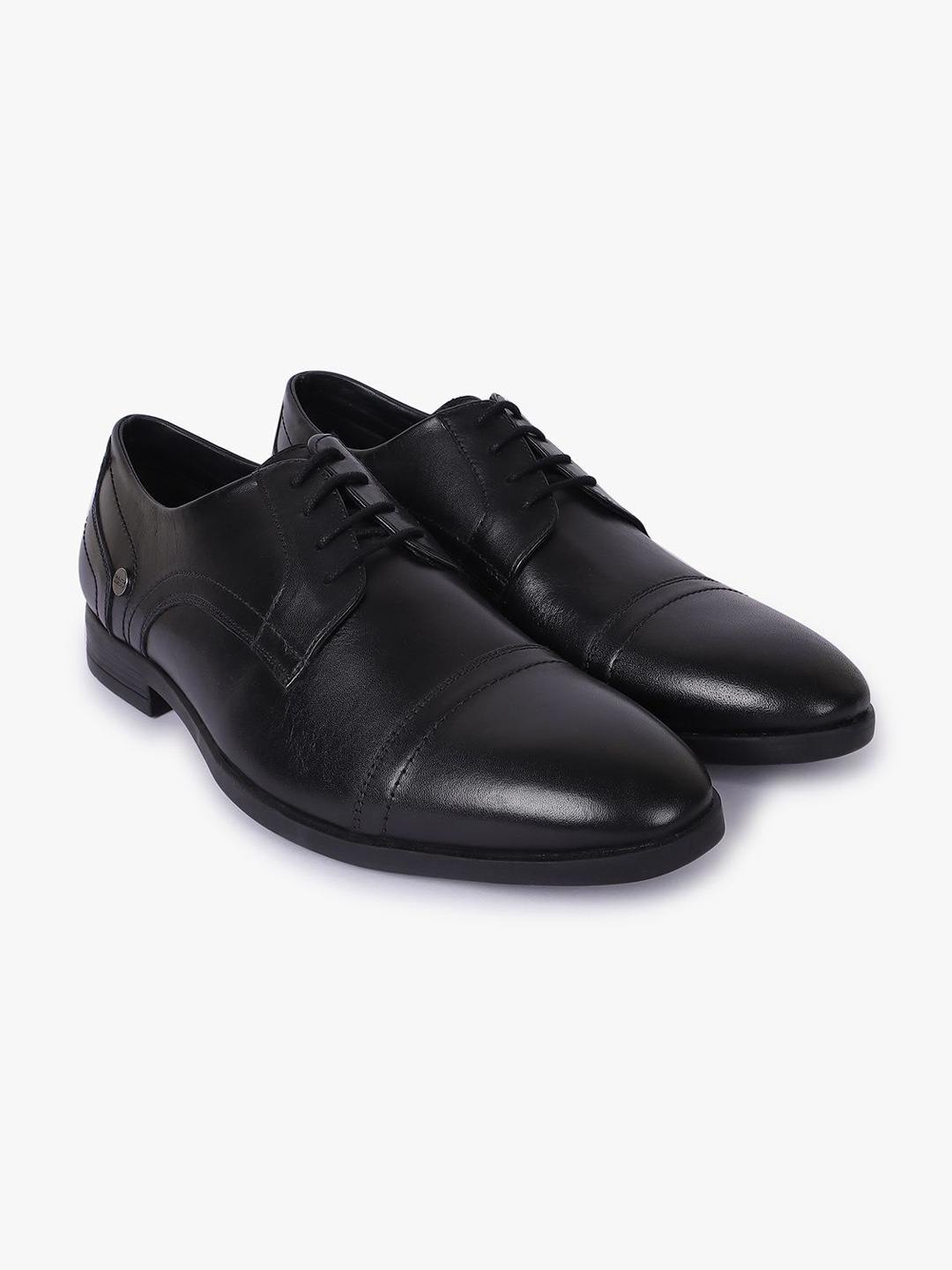 

Carlton London Men Leather Formal Derbys, Black