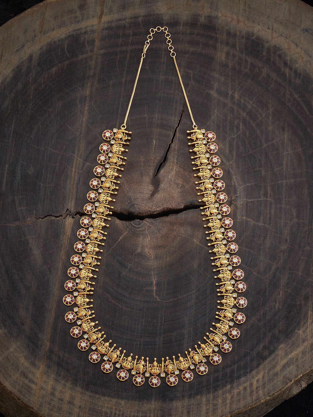 

Kushal's Fashion Jewellery Gold-Plated Cubic Zirconia Antique Minimal Necklace