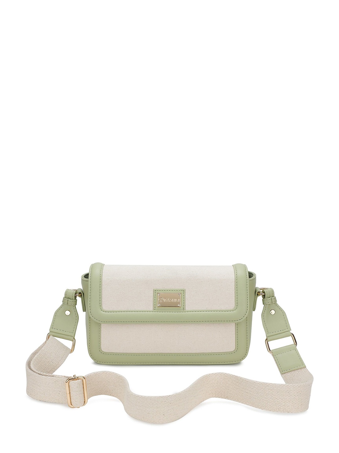 

RASHKI Women Colourblocked Structured Sling Bag, Green