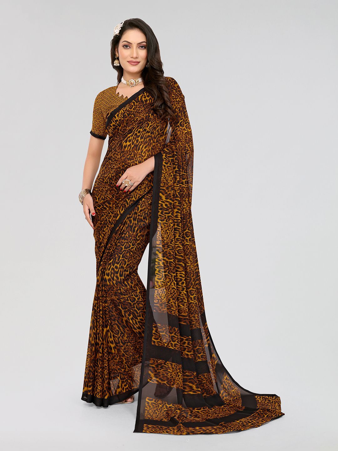 

Moda Rapido Poly Georgette Saree, Yellow