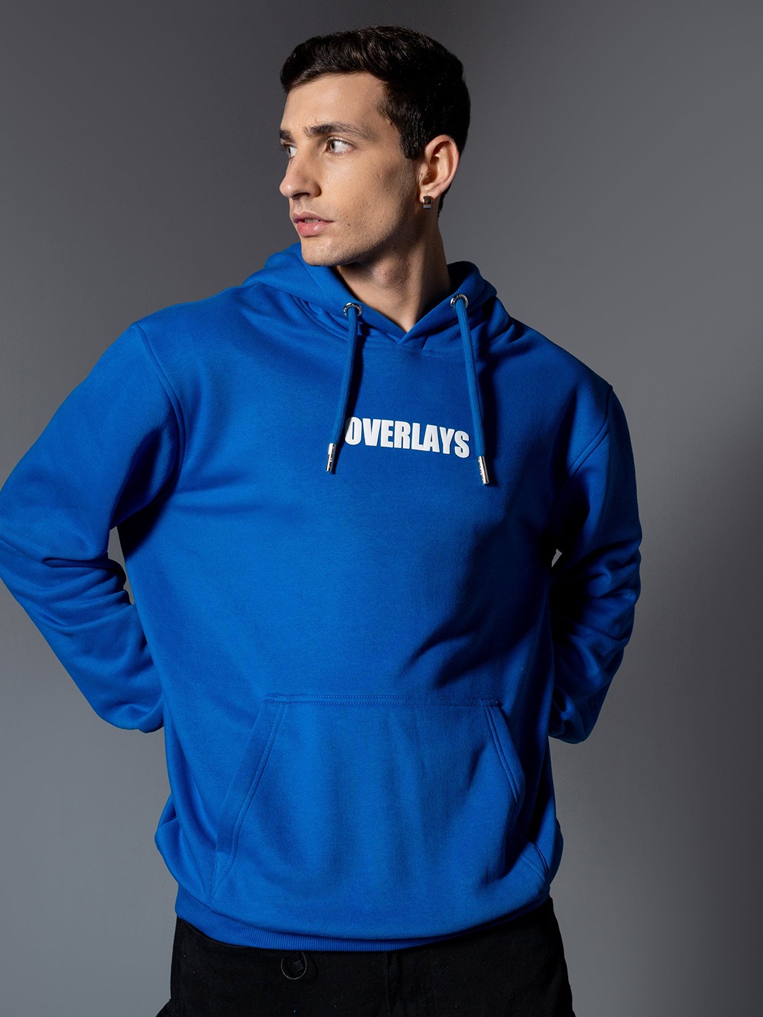 

Overlays Men Printed Hooded Sweatshirt, Blue